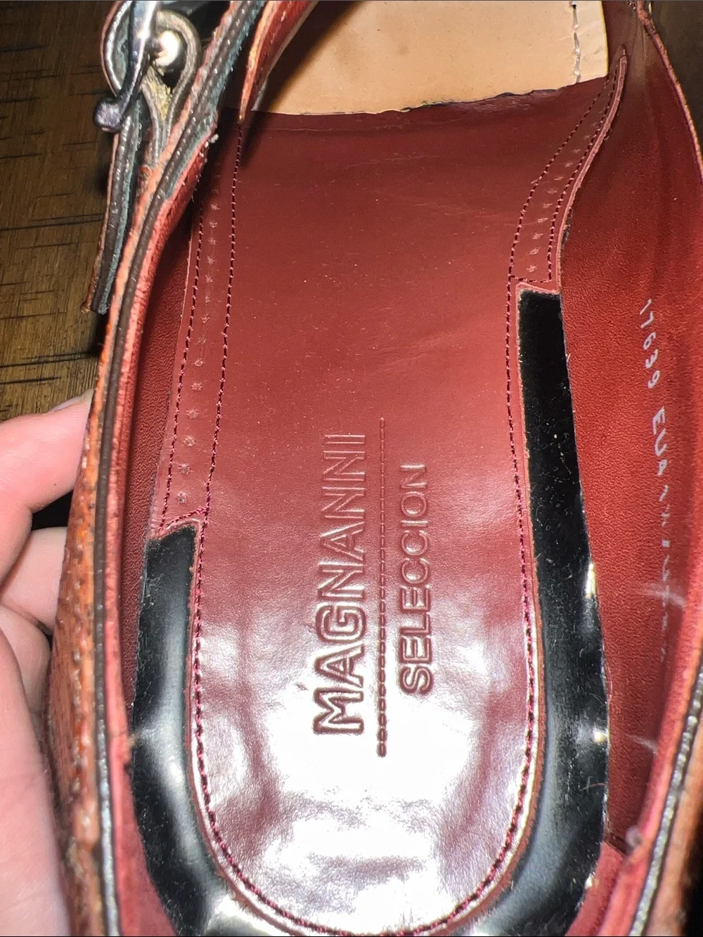 Magnanni Seleccion Brown Genuine Lizard Leather Double Monk Strap Dress Shoes